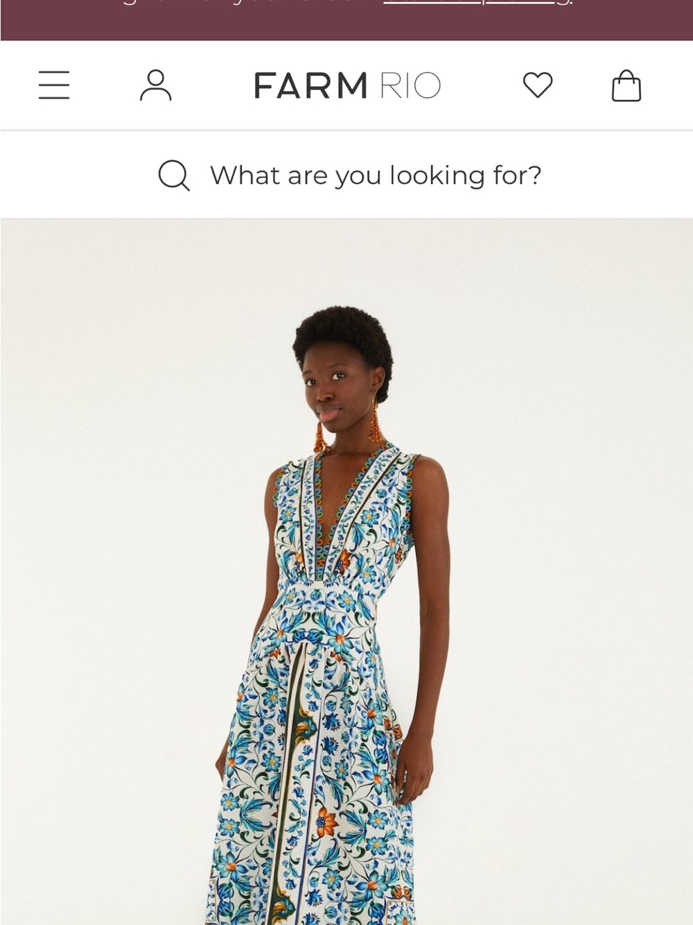 Farm Rio Off-White Flora Tile Scallop Maxi Dress
